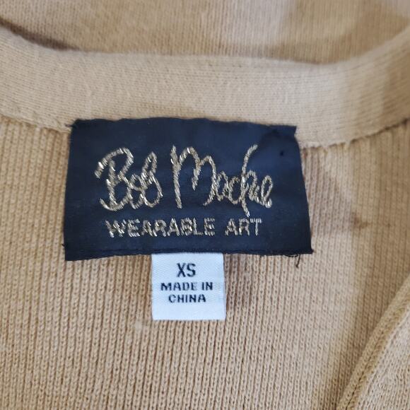 Bob Mackie Wearable Art Native Embroidered Feather Button Cardigan Sweater Sz XS - Picture 7 of 11
